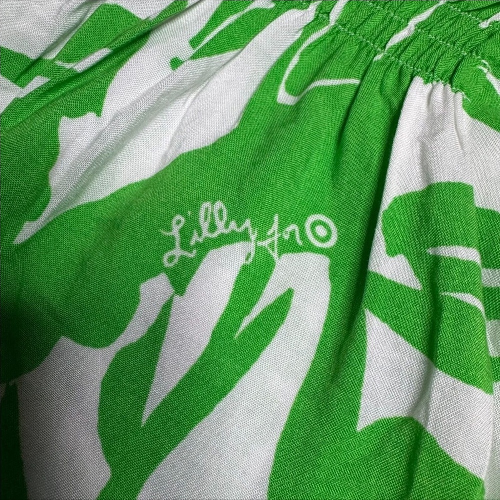 Lilly Pulitzer Green and White tropical kids Top - Picture 2 of 11